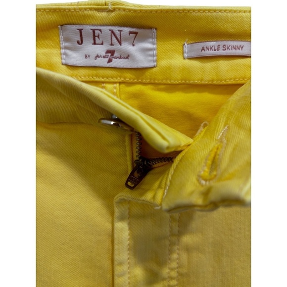 Jen7 by 7 for All Mankind Size 14 Ankle Skinny Jeans w/ Eyelet Hem  Yellow - Picture 4 of 4